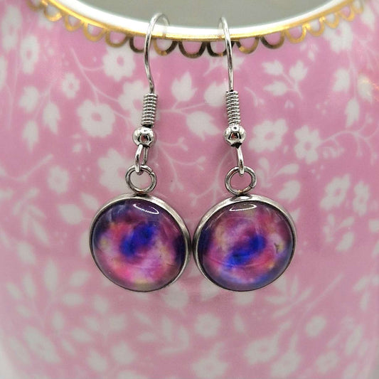 Purple moon drop Earrings.